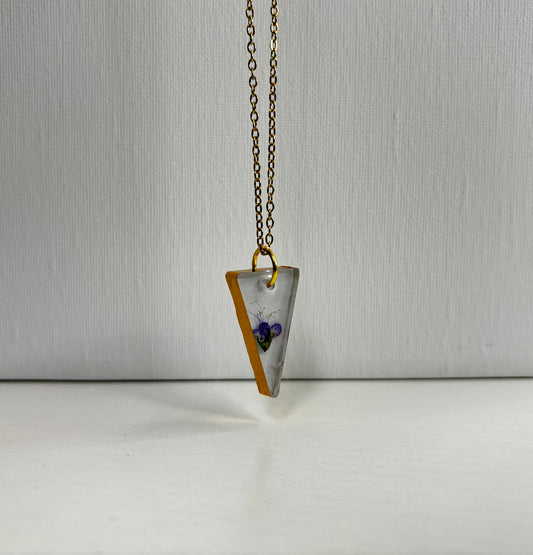 Purple and gold triangle necklace