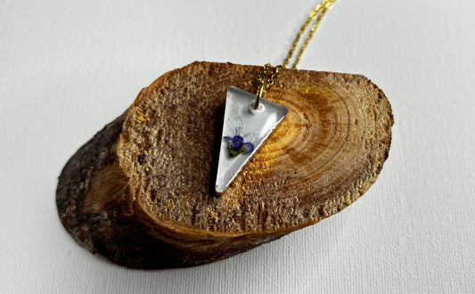 Purple and gold triangle necklace