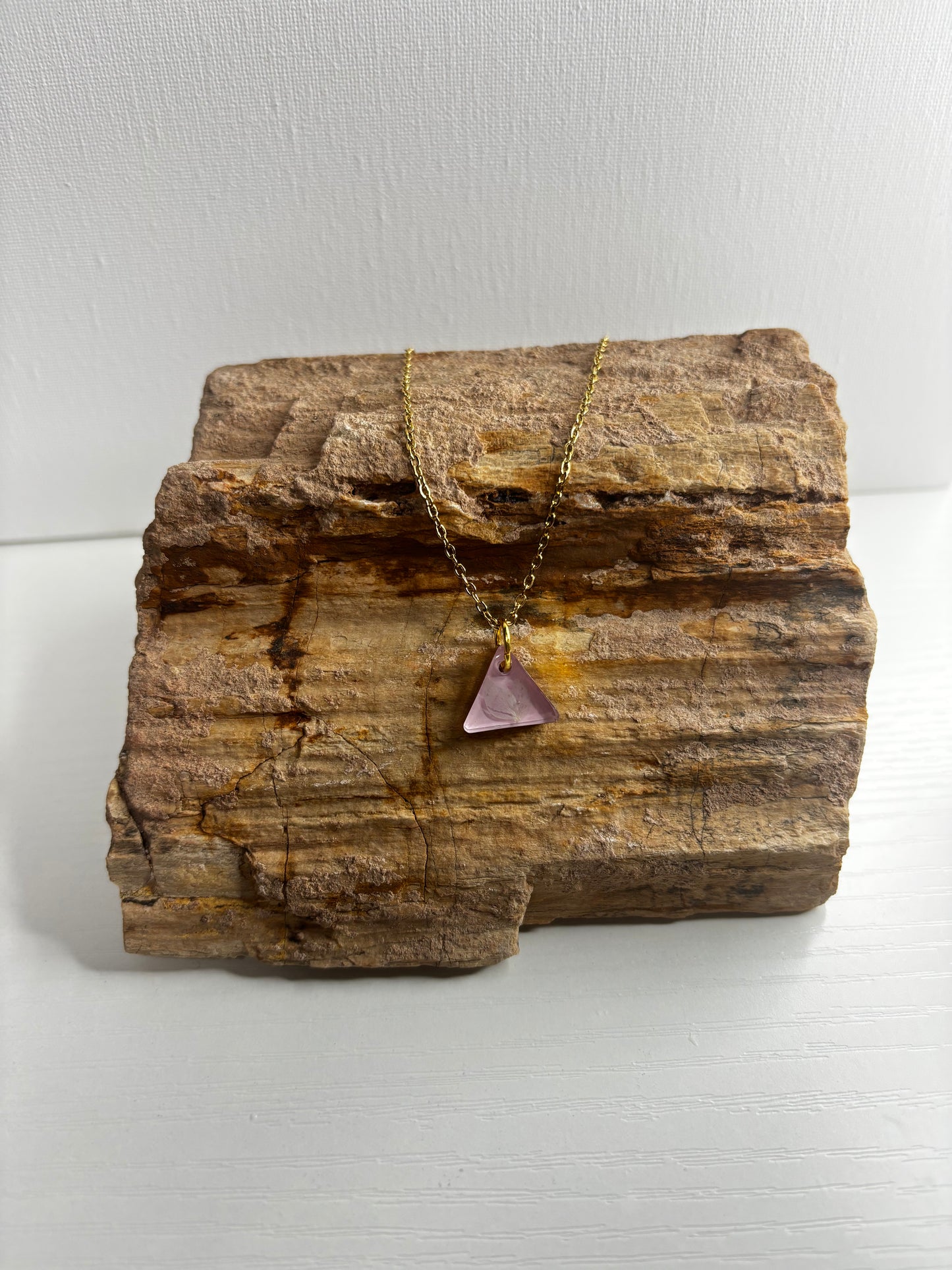 White and gold triangle necklace